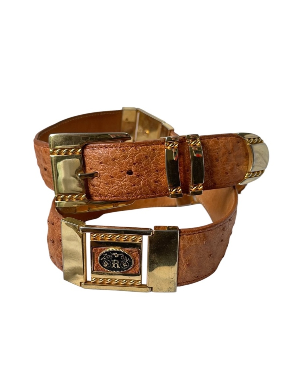 Genuine Tan Ostrich Dos De Oro Men's Cowboy Western Belt Size 40